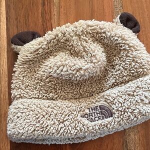 The North Face Tan Sherpa Beanie with Bear Ears